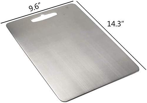 MVM Enterprise Stainless Steel FoodGrade Chopping Cutting Slicing mincing Serving Cut Board for Fruits Vegetables Meat Cheese Pizza breads Knead Dough for Chefs Kitchen Home Antibacterial Surface - Image 3