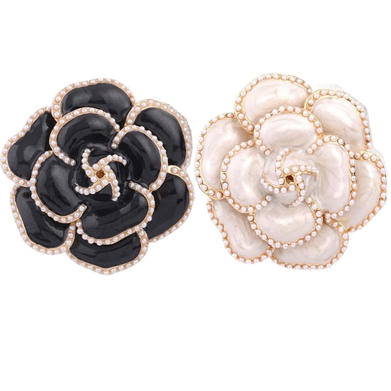 Zakrafo 2 Pcs Camellia Flower Brooches and Pins for Women Elegant Faux Pearls Flower Brooch Pins Pearl Accessories for Women Dress Clothing Hats Wedding Banquet Party Office (Camellia Flower) - Image 1