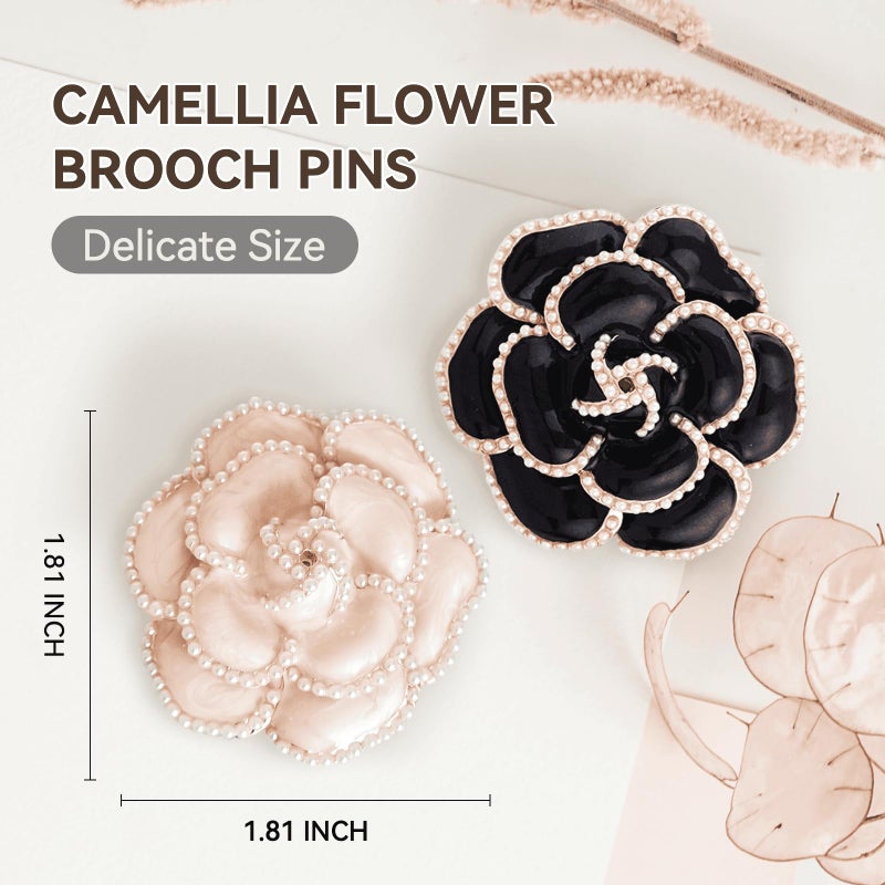 Zakrafo 2 Pcs Camellia Flower Brooches and Pins for Women Elegant Faux Pearls Flower Brooch Pins Pearl Accessories for Women Dress Clothing Hats Wedding Banquet Party Office (Camellia Flower) - Image 5