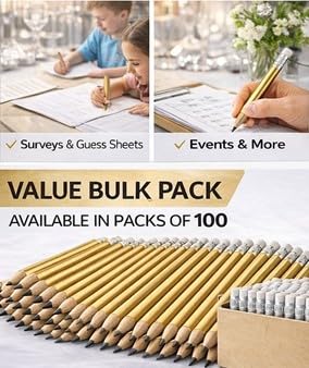 TH Golf 100pcs Golf Pencils, 4 Inch Mini Half Pencils with Eraser Sharpened Wood Mini Round for Schools Wedding Toddlers Home Corporate Multiple Colours (Gold) - Image 5