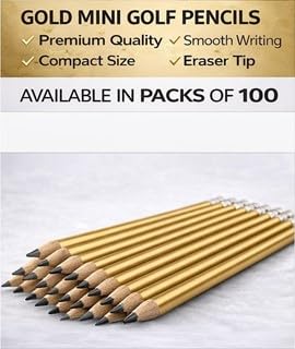 TH Golf 100pcs Golf Pencils, 4 Inch Mini Half Pencils with Eraser Sharpened Wood Mini Round for Schools Wedding Toddlers Home Corporate Multiple Colours (Gold) - Image 4