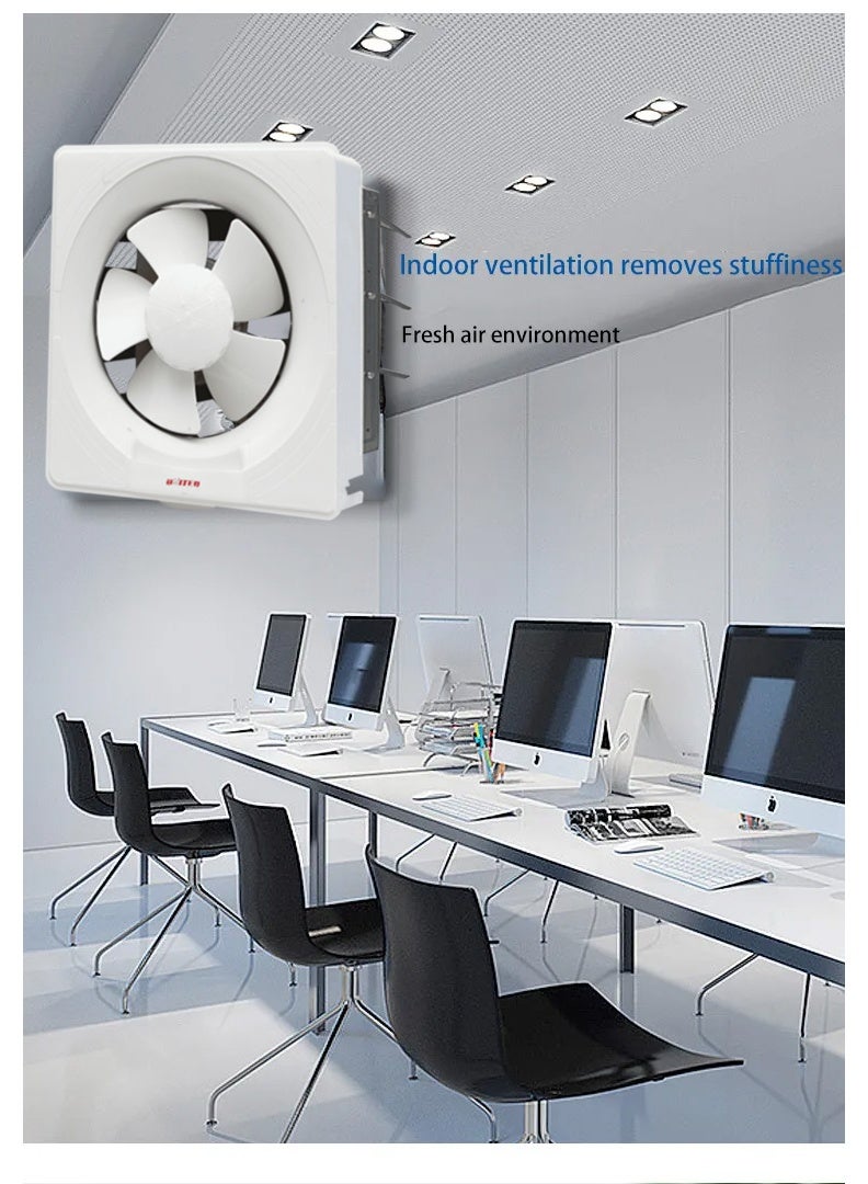 UNITED 8-Inch (20 cm) Square Plastic Wall Mount Exhaust Fan UES-20 | Dual Voltage 110V & 220V | 35W Energy Efficient Motor, 318 CFM High Airflow, Low Noise 31 dB | Ideal for Kitchen, Bathroom, and Restaurant Ventilation - Made in Saudi Arabia - Image 5