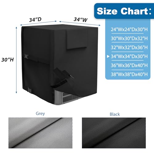 AKEfit Air Conditioner Cover for Outside Heavy Duty Waterproof AC Defender with Durable Oxford Fabric Veranda AC Protector Black 34Wx34Wx30H - Image 3