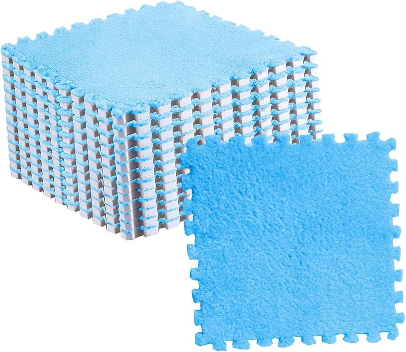 Pomya Antislip Soft Foam Mats | Washable Plush Puzzle Tiles for Kids Bedroom Playroom Nursery (Blue) - Image 4
