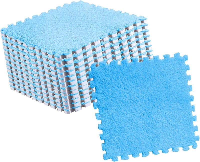 Pomya Antislip Soft Foam Mats | Washable Plush Puzzle Tiles for Kids Bedroom Playroom Nursery (Blue) - Image 2
