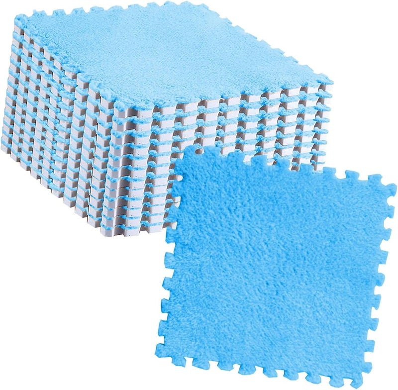 Pomya Antislip Soft Foam Mats | Washable Plush Puzzle Tiles for Kids Bedroom Playroom Nursery (Blue) - Image 5