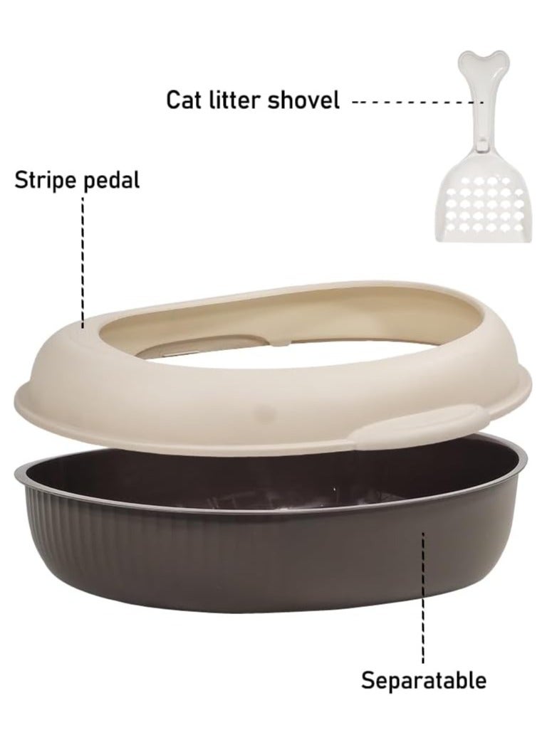 MAJIBAO Semi-closed cat litter box & anti splash plastic sand box with Scoop, Suitable for all type of cat, Detachable and Reusable cat Toilet, Easy to clean 38 cm L (Chocolate and Brown color)  - Image 3