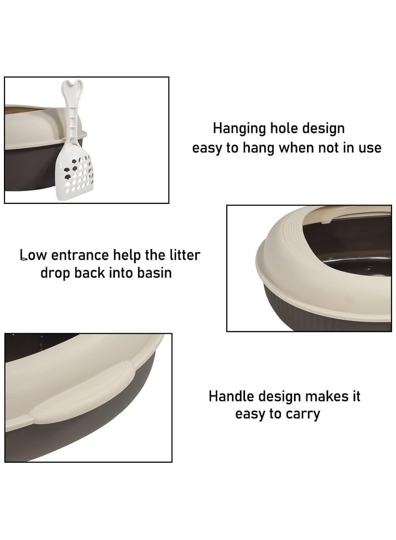 MAJIBAO Semi-closed cat litter box & anti splash plastic sand box with Scoop, Suitable for all type of cat, Detachable and Reusable cat Toilet, Easy to clean 38 cm L (Chocolate and Brown color)  - Image 4