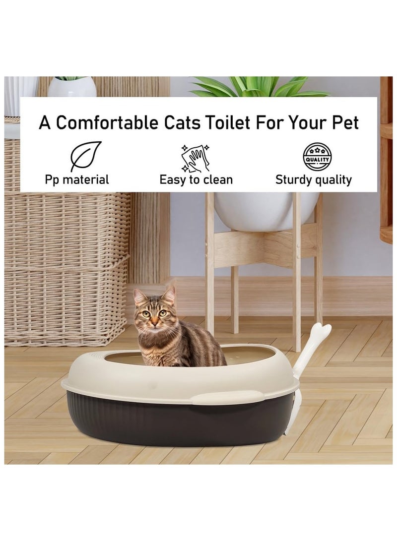 MAJIBAO Semi-closed cat litter box & anti splash plastic sand box with Scoop, Suitable for all type of cat, Detachable and Reusable cat Toilet, Easy to clean 38 cm L (Chocolate and Brown color)  - Image 5
