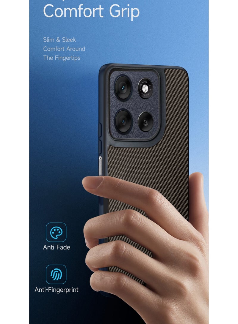 Wtech Motorola Moto G56 5G 2025 Soft Silicone Carbon Fiber Magsafe Protective Back Case Cover (MCFPSN) - Dark Brown - Image 3