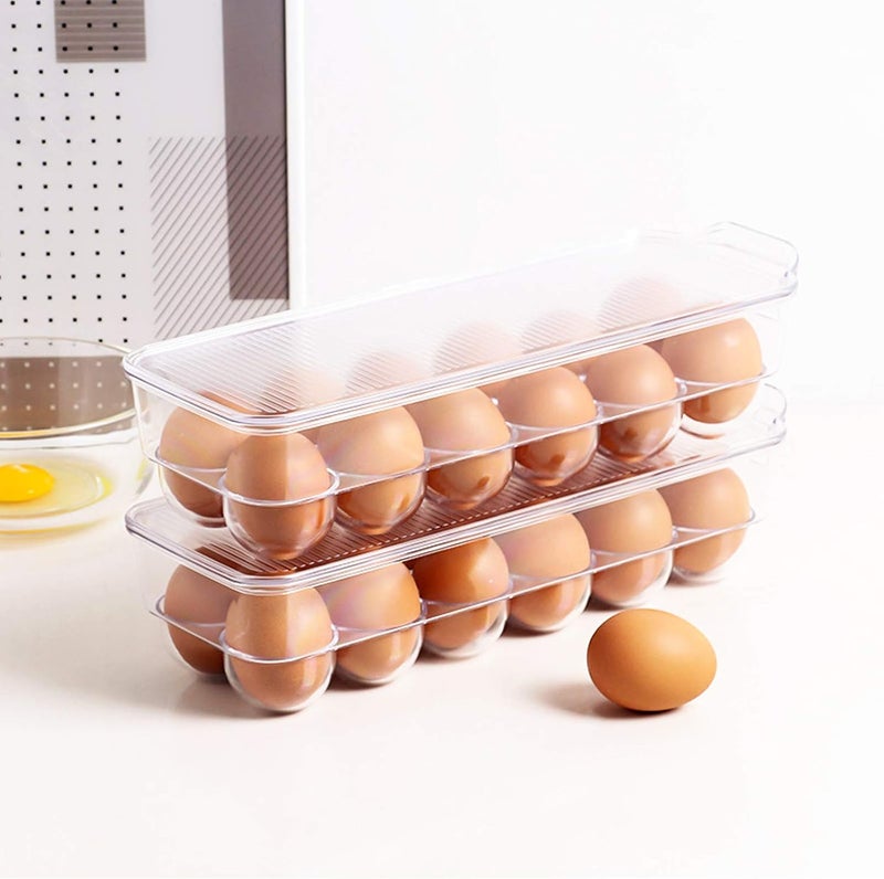 JAMOR 12 Grid Egg Storage Box Refrigerator Egg Rack Tray With Lid, Stackable Egg Rack, Transparent Egg Storage Box, BPA-Free (B) - Image 4
