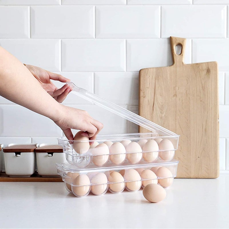 JAMOR 12 Grid Egg Storage Box Refrigerator Egg Rack Tray With Lid, Stackable Egg Rack, Transparent Egg Storage Box, BPA-Free (B) - Image 5