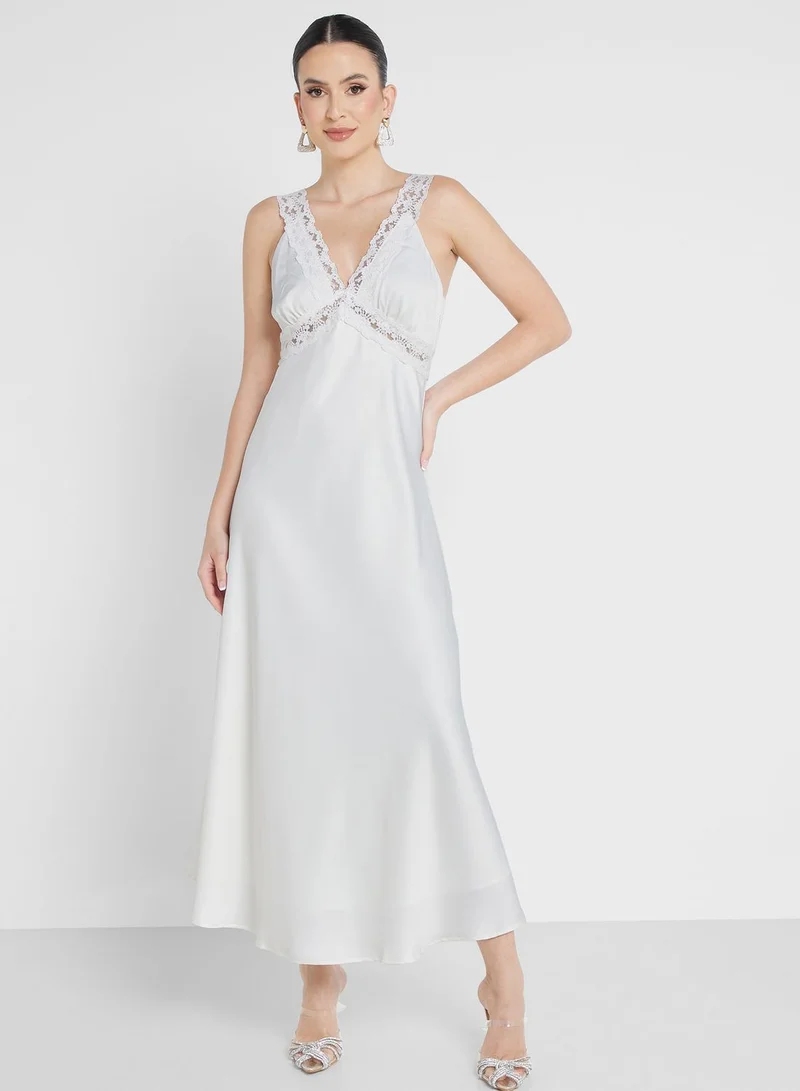 YAS Lace Trim Maxi Dress