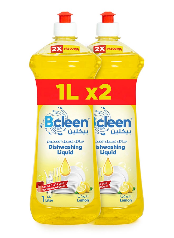 Bcleen Dishwashing Liquid Lemon Plus, tough on grease, gentle on skin 1L (OFFER PACK 1L X 2) - Image 1