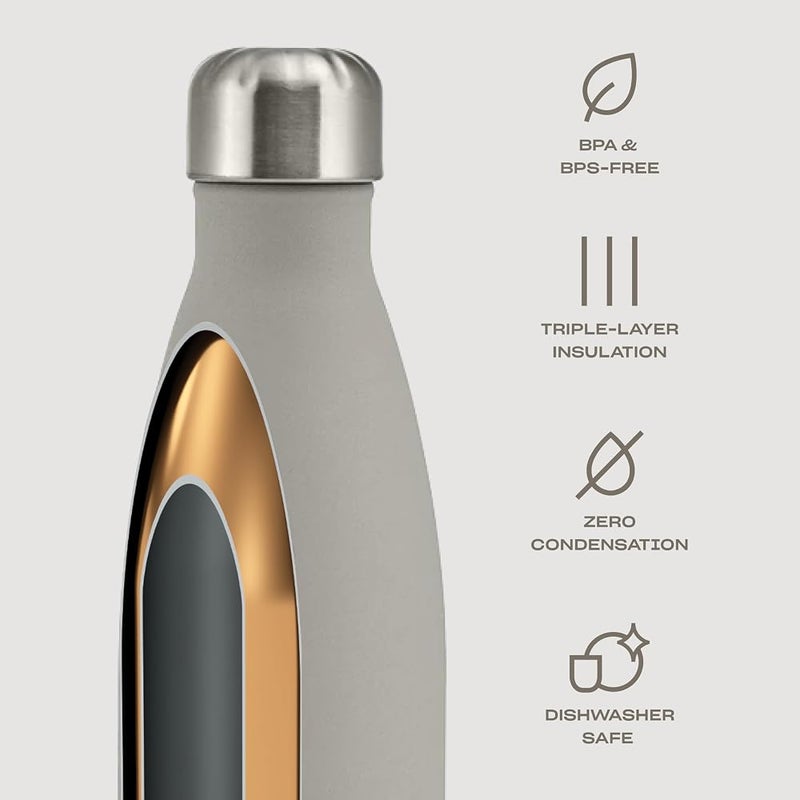 S'well Stainless Steel Water Bottle, 17oz, Lunar Grey, Triple Layered Vacuum Insulated Containers Keeps Drinks Cold for 36 Hours and Hot for 18, BPA Free, Perfect for On the Go - Image 2