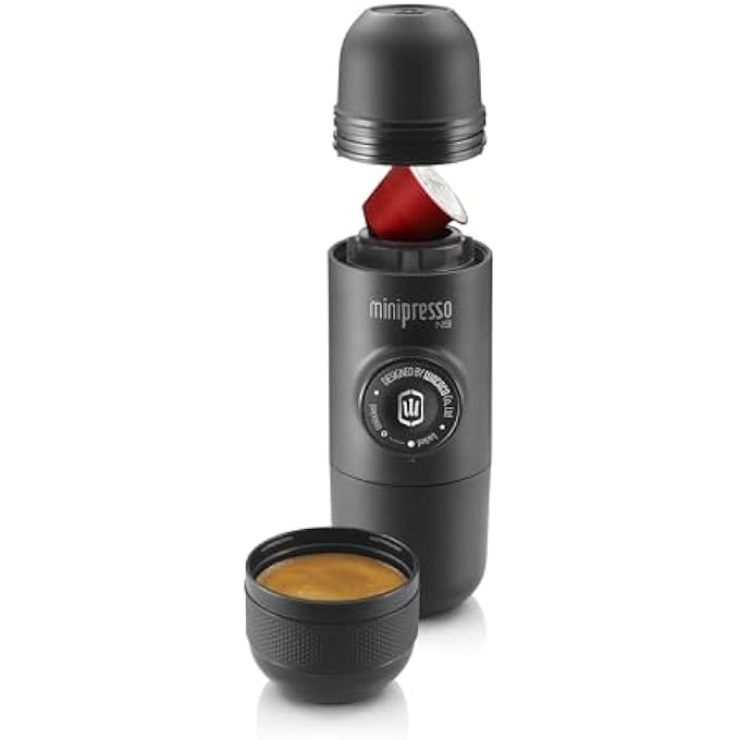 WACACO Minipresso Ns Manually Operated Mini Portable Espresso Maker Extra Small Capsule Coffee Machine For Travel Camping OfficeBlack - Image 1