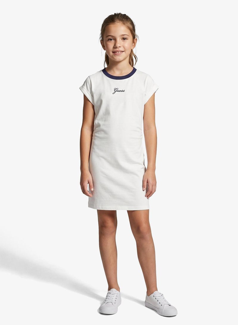 GUESS Youth Logo Ribbed Short Sleeve Mini Dress - Image 1