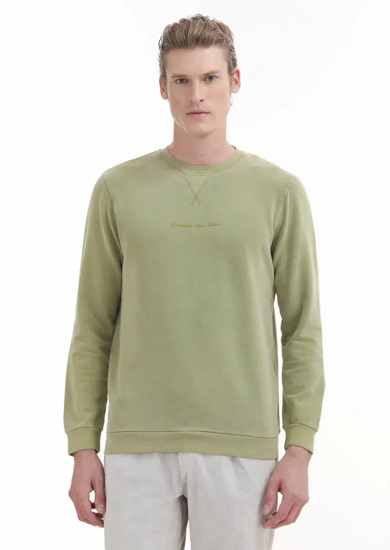 رامسي سويت شيرت أخضر مطبوع برقبة دائرية