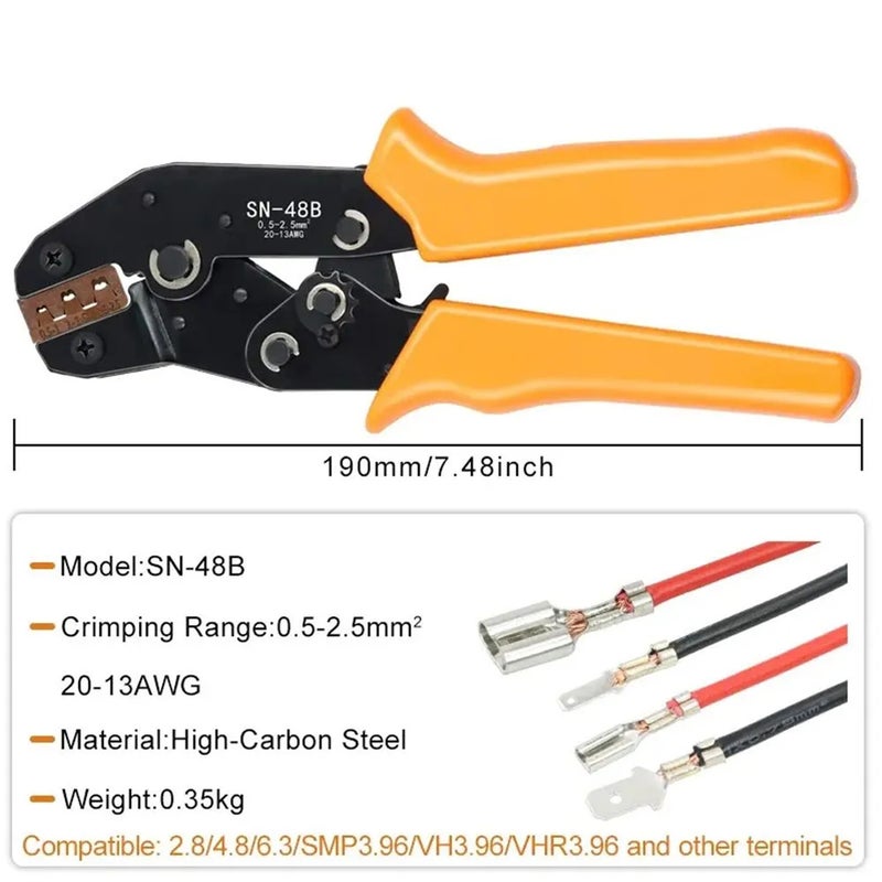 SN-48B wire crimping pliers 0.5-2.5mm2 insulated terminal crimping pliers, multifunctional crimping pliers for various types of crimping terminals - Image 5