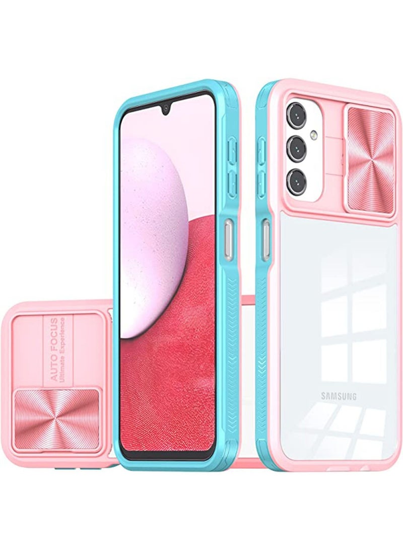 Samsung Galaxy A14 5g/4g Case Clear with Slide Camera Lens Cover, Gaxaly A14 5G Full Body Shockproof Protection Slim Crystal Transparent Bumper Accessories for Samsung A14 Pink - Image 1