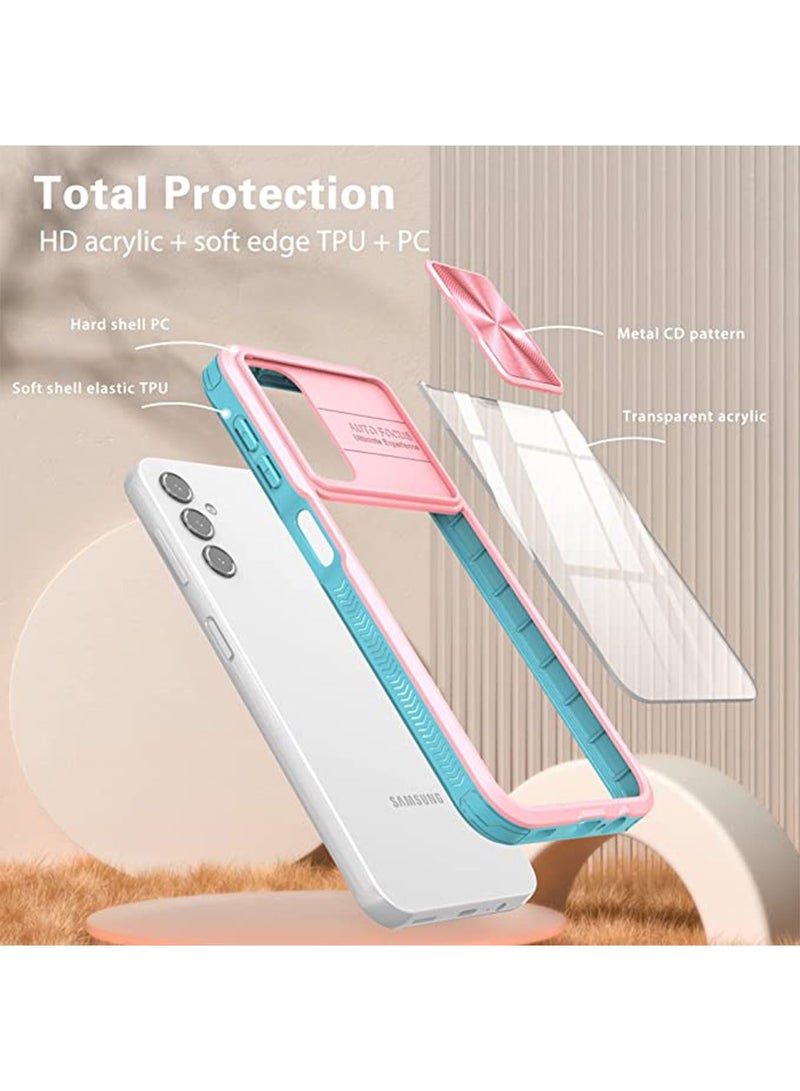 Samsung Galaxy A14 5g/4g Case Clear with Slide Camera Lens Cover, Gaxaly A14 5G Full Body Shockproof Protection Slim Crystal Transparent Bumper Accessories for Samsung A14 Pink - Image 4