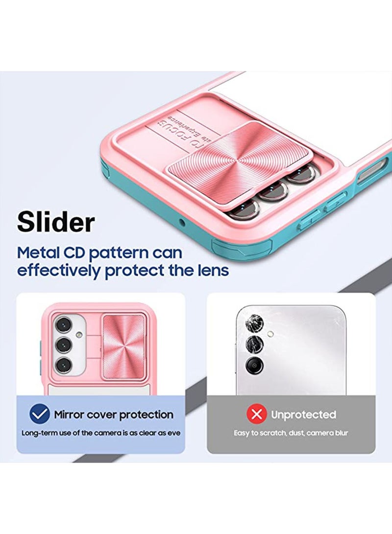 Samsung Galaxy A14 5g/4g Case Clear with Slide Camera Lens Cover, Gaxaly A14 5G Full Body Shockproof Protection Slim Crystal Transparent Bumper Accessories for Samsung A14 Pink - Image 2