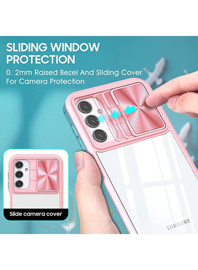 Samsung Galaxy A14 5g/4g Case Clear with Slide Camera Lens Cover, Gaxaly A14 5G Full Body Shockproof Protection Slim Crystal Transparent Bumper Accessories for Samsung A14 Pink - Image 5