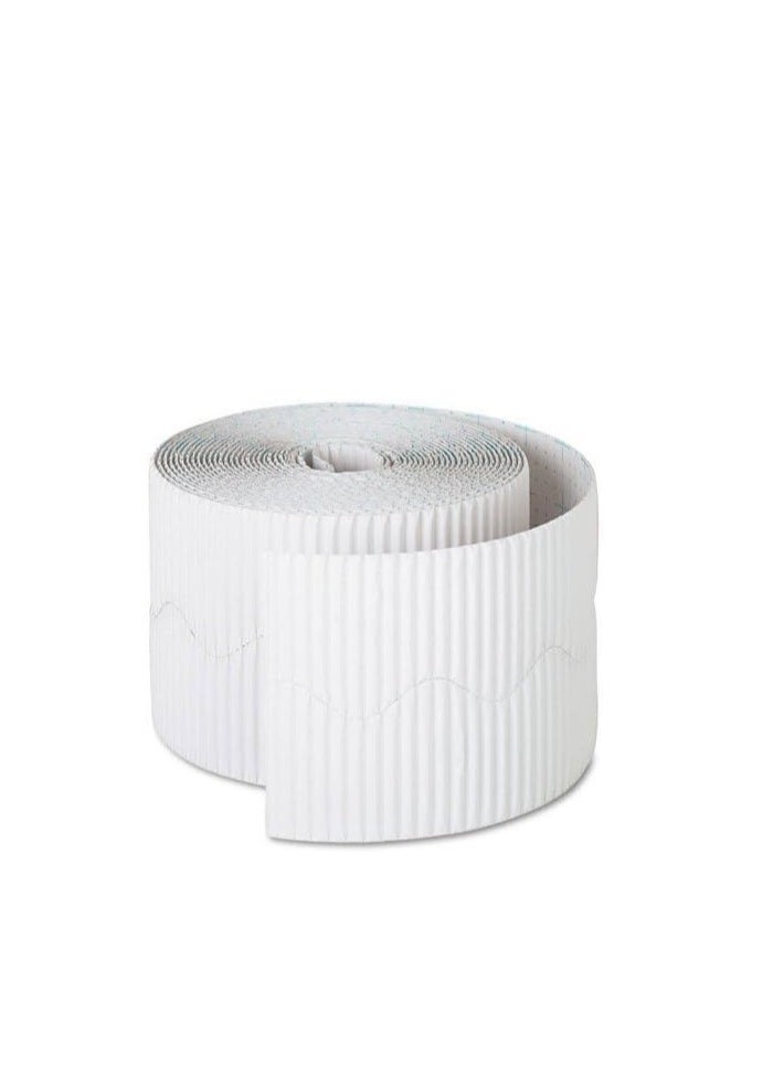 Sadaf - Corrugated Border Rolls, White, 10cm x 7.5m - Image 1