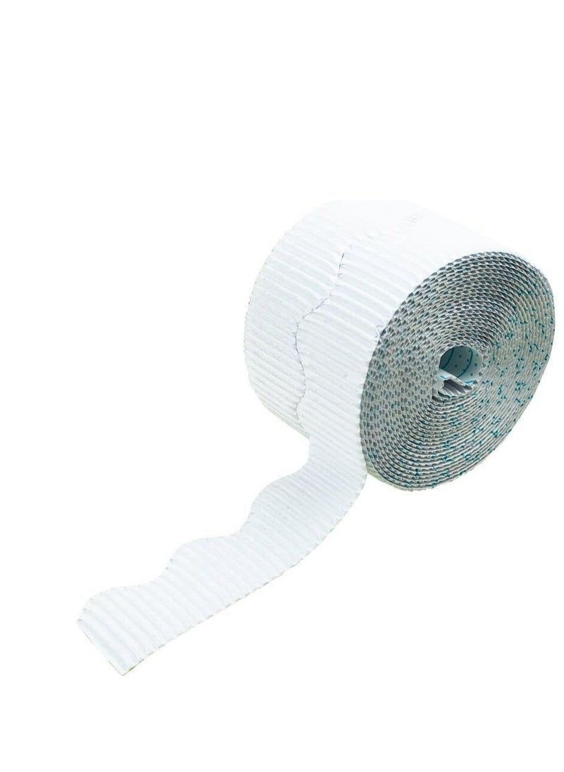 Sadaf - Corrugated Border Rolls, White, 10cm x 7.5m - Image 1