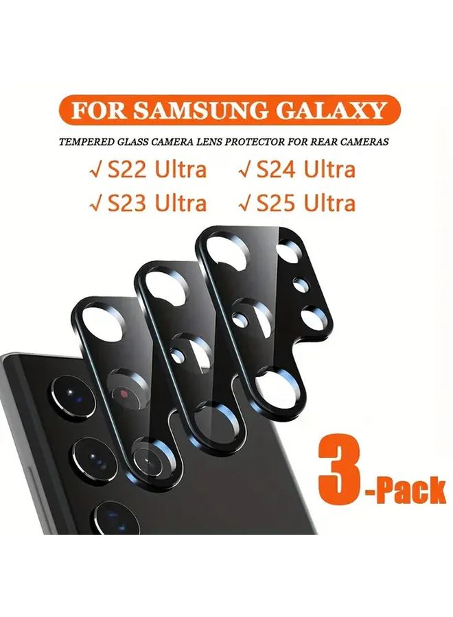 3 Pack Black Camera Lens Protector for Samsung Galaxy S23 Ultra - Image 1