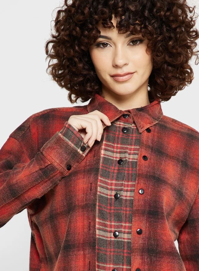 TOPSHOP Checked Pocket Detail Shirt