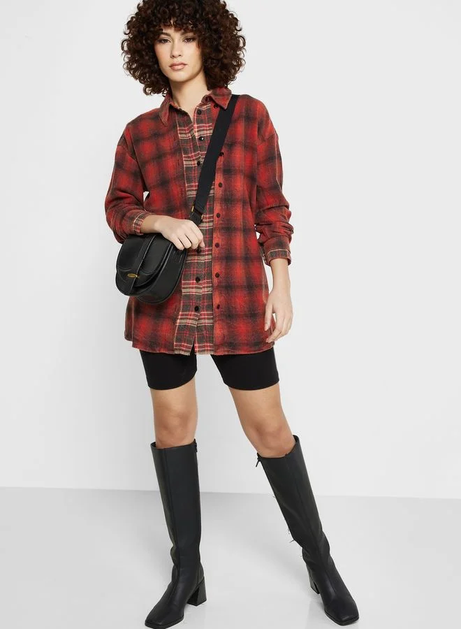 TOPSHOP Checked Pocket Detail Shirt