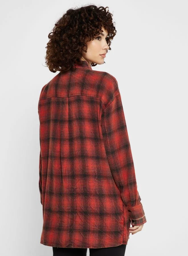 TOPSHOP Checked Pocket Detail Shirt
