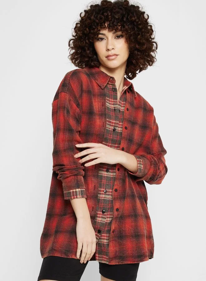 TOPSHOP Checked Pocket Detail Shirt