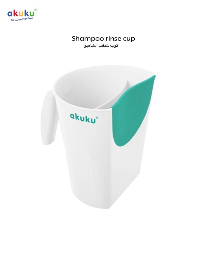 Akuku Tear-Free Shampoo Rinse Cup for Kids | Dual-Chamber Hair Washing Jug | Flexible Soft Rim | No-Splash Baby Bath Tool | Easy Grip Handle | 16 x 8 cm - Image 1