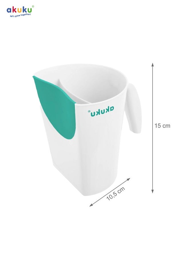 Akuku Tear-Free Shampoo Rinse Cup for Kids | Dual-Chamber Hair Washing Jug | Flexible Soft Rim | No-Splash Baby Bath Tool | Easy Grip Handle | 16 x 8 cm - Image 3