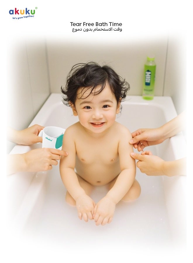 Akuku Tear-Free Shampoo Rinse Cup for Kids | Dual-Chamber Hair Washing Jug | Flexible Soft Rim | No-Splash Baby Bath Tool | Easy Grip Handle | 16 x 8 cm - Image 5