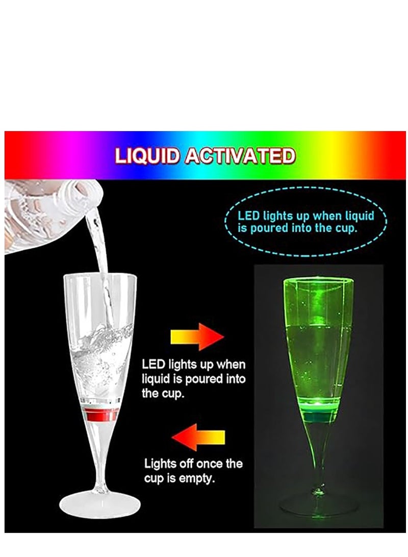 KASTWAVE Glowing Party Cups Set of 6, LED Champagne Flutes Automatic Liquid Activated, Multi-Color Changing Wine Glasses Light Up Glow in the Dark for Halloween Party Birthday - Image 5
