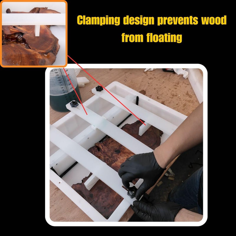 Kalinta Epoxy Mold with Divider Adjustable-15.7x7.9x2.3 in No-Seal Large Resin Mold Integrated Clamping System - Perfect for Beginners & Experienced Artists Alike-Ideal for Creative Resin Art Projects - Image 4