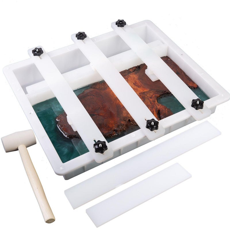 Kalinta Epoxy Mold with Divider Adjustable-15.7x7.9x2.3 in No-Seal Large Resin Mold Integrated Clamping System - Perfect for Beginners & Experienced Artists Alike-Ideal for Creative Resin Art Projects - Image 1