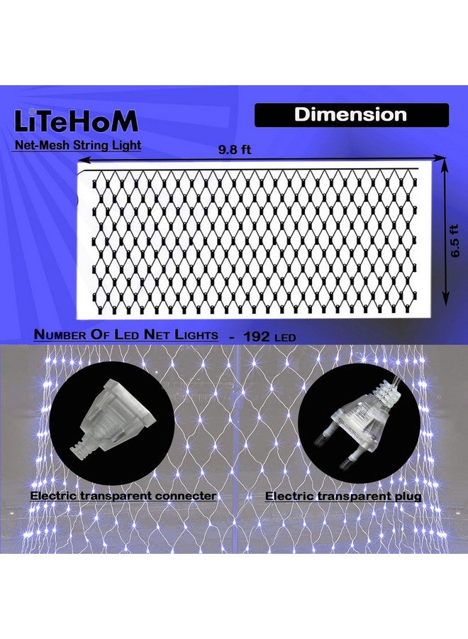 Litehom أضواء شبكة ليد لايتهوم - أضواء ديوالي، أضواء ليد لتزيين المنزل 9.8 قدم × 6.6 قدم 192 ليد 8 أوضاع (شبكة زرقاء) - Image 2