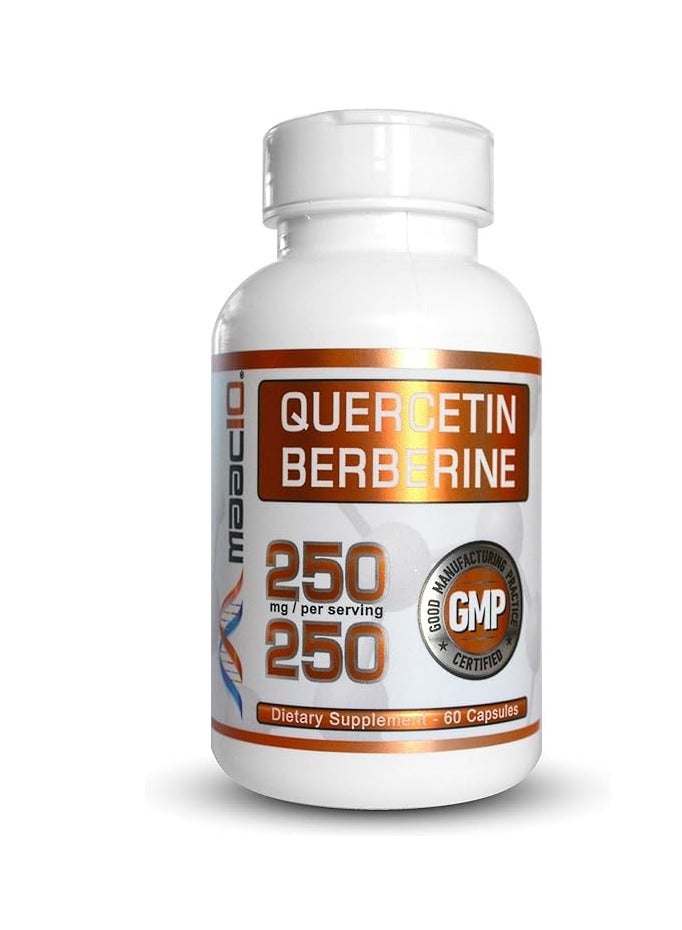 MAAC10 Formulas Quercetin Berberine 250mg/250mg Each 60 Capsules 60 Day Serving 