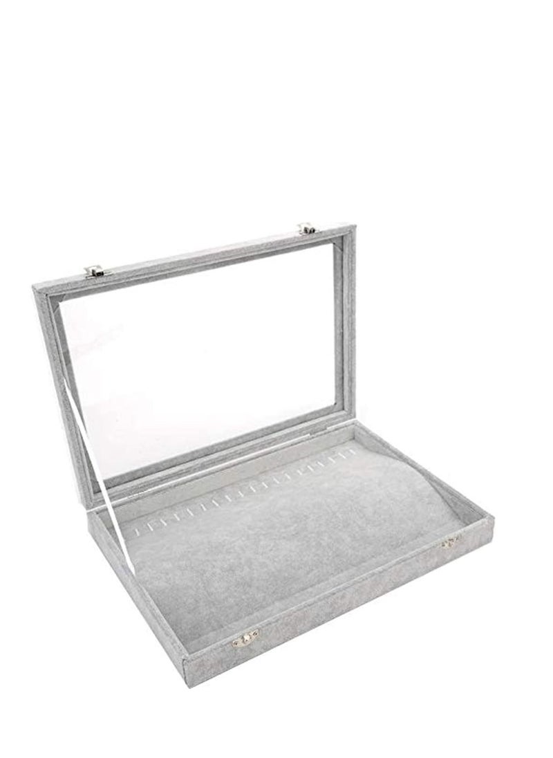 Excellence - ewelry Boxes Organizer Necklace Pendant Jewelry Display Storage Box Holder With Window 20 Necklaces Ideal Gift Box for Wife Girlfriend, Grey, SSZ162 - Image 1