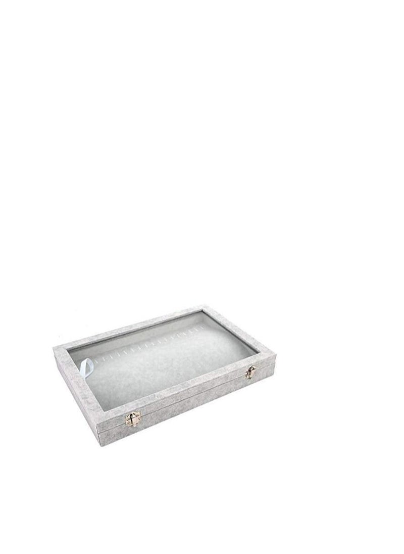 Excellence - ewelry Boxes Organizer Necklace Pendant Jewelry Display Storage Box Holder With Window 20 Necklaces Ideal Gift Box for Wife Girlfriend, Grey, SSZ162 - Image 1