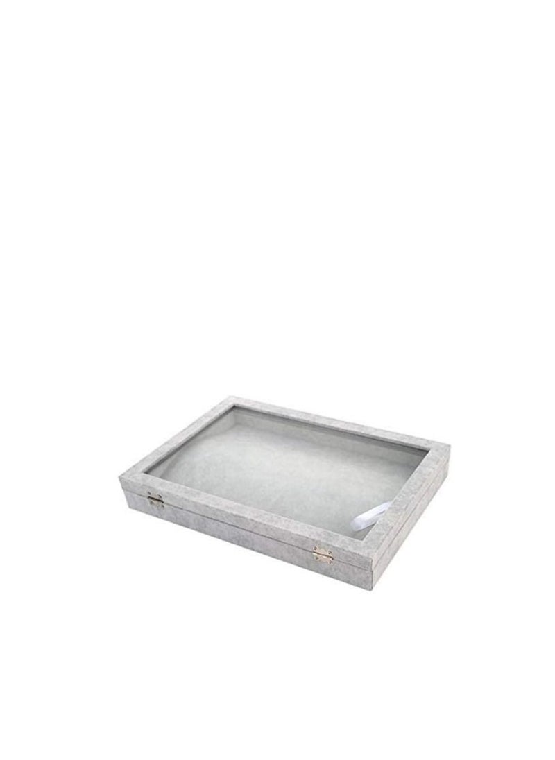 Excellence - ewelry Boxes Organizer Necklace Pendant Jewelry Display Storage Box Holder With Window 20 Necklaces Ideal Gift Box for Wife Girlfriend, Grey, SSZ162 - Image 1