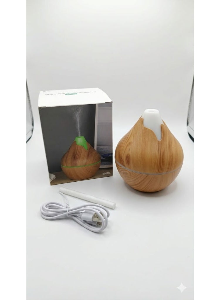 Ultrasonic Essential Oil Diffuser USB Air Humidifier Dark Wood Finish Type C 200ML Aroma Diffuser with 7 Color LED Night Light for Home Bedroom Office Spa Yoga - Image 3