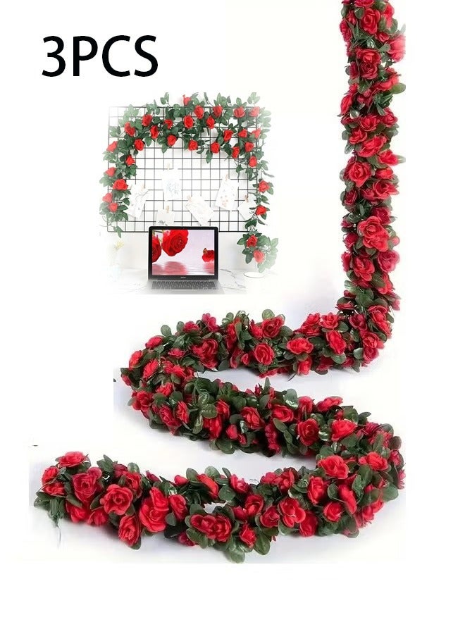 Unewshi 3pcs Artificial Red Rose Branches - An Elegant Touch of Timeless Beauty - artificial rose branches, artificial red roses, flower decor, party decorations, wedding decorations, home decor, garden decor, gifts, birthday, Halloween, Valentine's Day, Mother's Day. - Image 1