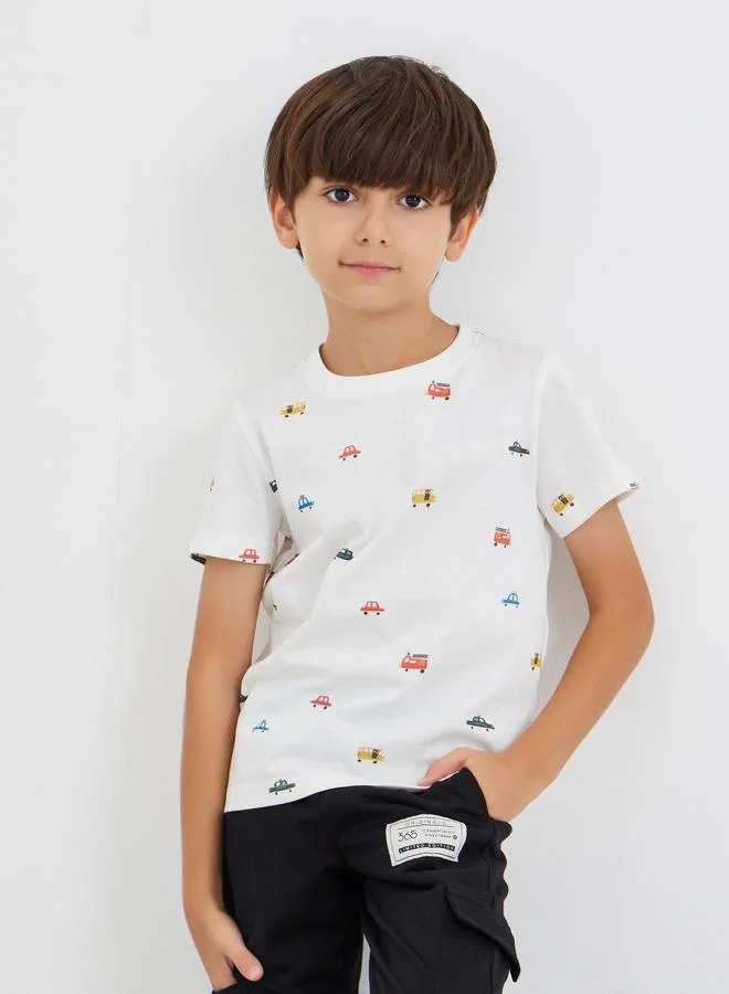 ستايلي Styli Graphic Print Round Neck T-Shirt