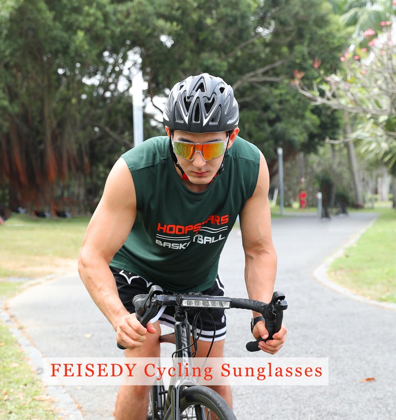 FEISEDY Sports Sunglasses, Polarized Oversized Shield for Women Men Youth, Baseball Cycling Running Outdoor Visor B2988 - Image 2