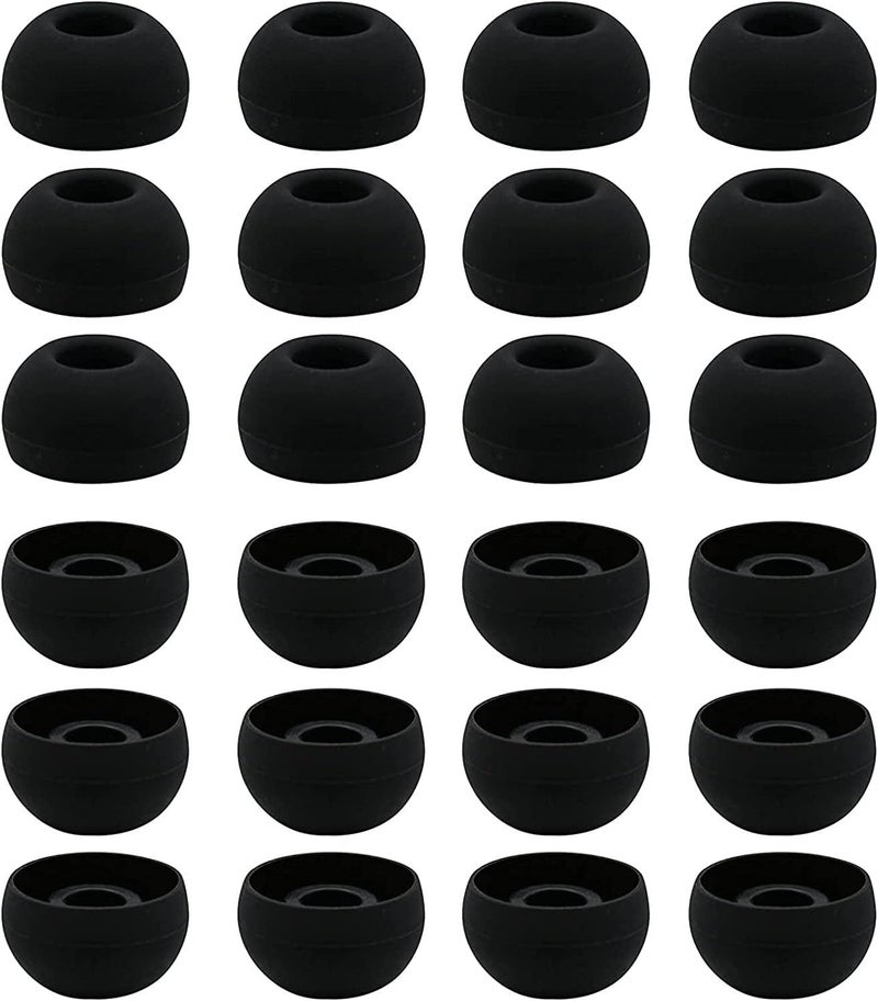 12 Pairs Silicone Replacement Earbud Ear Buds Tips Compatible with 3.8mm to 5.5mm Nozzle Earbuds Earphones, Large Size Black